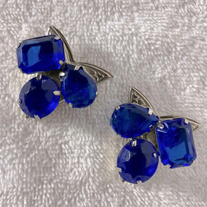 Vintage Handmade  Silver Blue Bejewelled Shirt Collar Top Covers